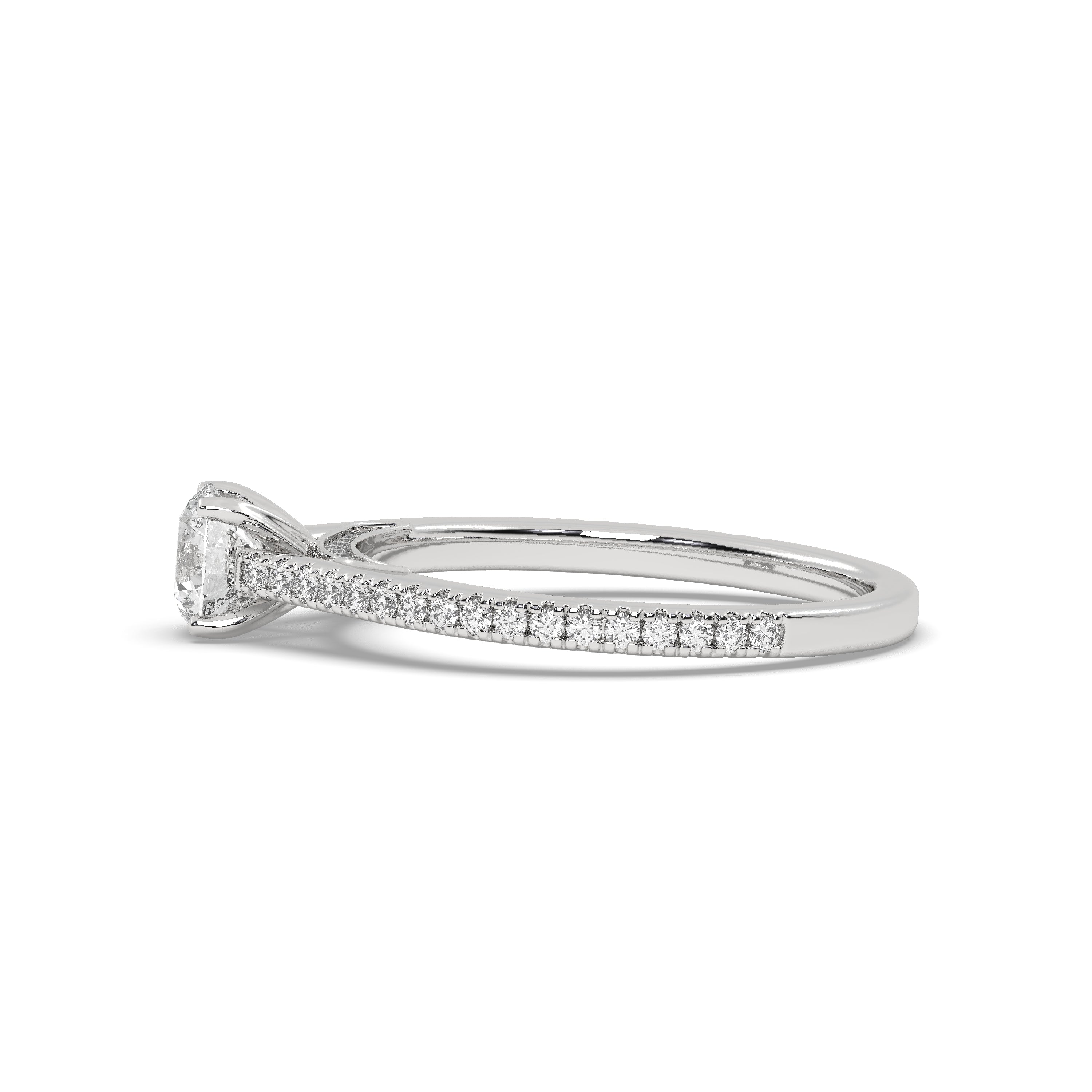 White Gold Studded 0.962 Carat Lab Grown Diamond Ring-E Color VS1 Clarity.